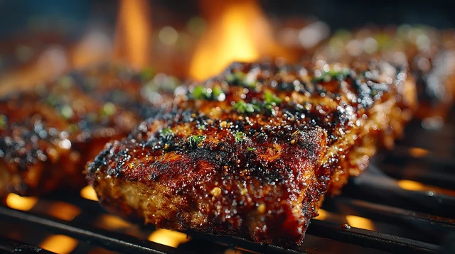 Delicious Grilled Meat Close Up 4K Product Shot
