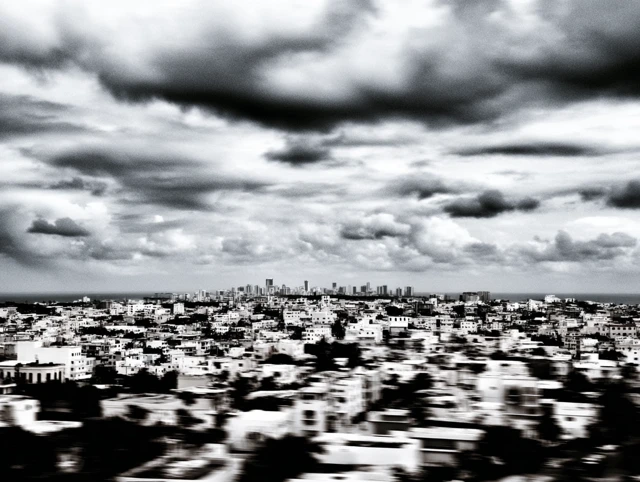 Puerto Rico Skyline Overlook in Black and White