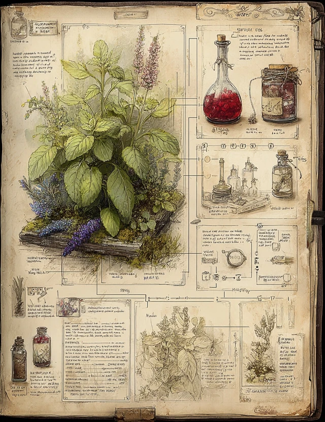 Fantasy Herbalist Sketch of Sage Plant