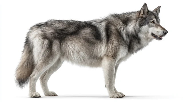 Majestic Wolfdog Silver Gray Fur Studio Photo