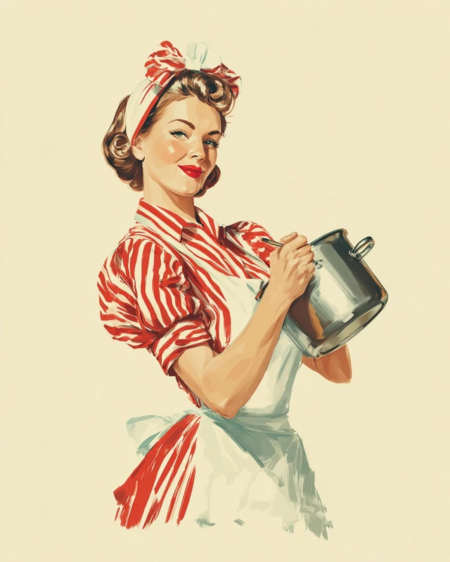 Vintage Housewife Illustration 1950s Pop Americana Art