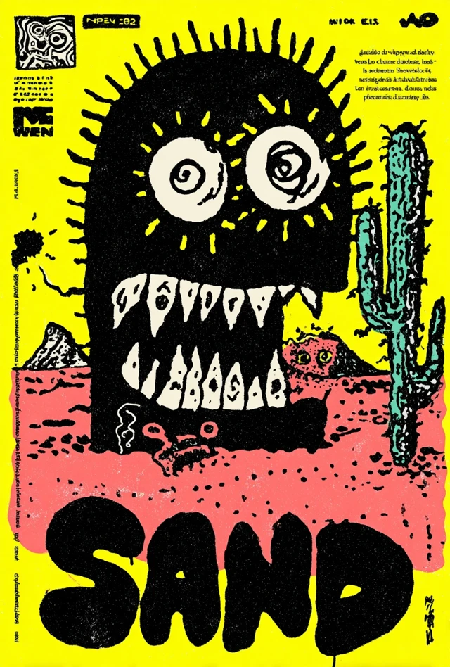 Cartoon Desert Poster Art Sand Illustration