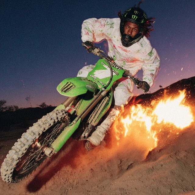 Motocross Rider in Action with Explosive Energy