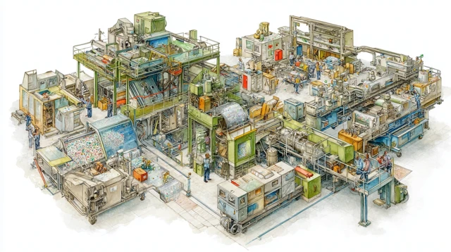 Recycling Facility Cutaway Illustration