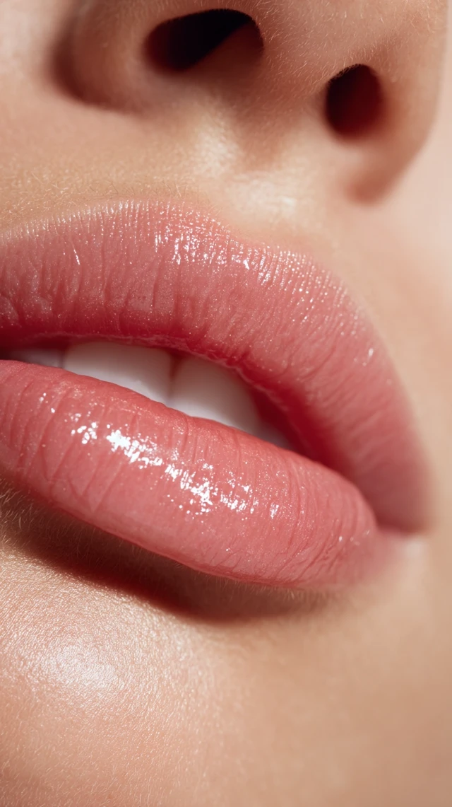 Lip Filler Injections Close Up Plump Glossy Lips Beauty