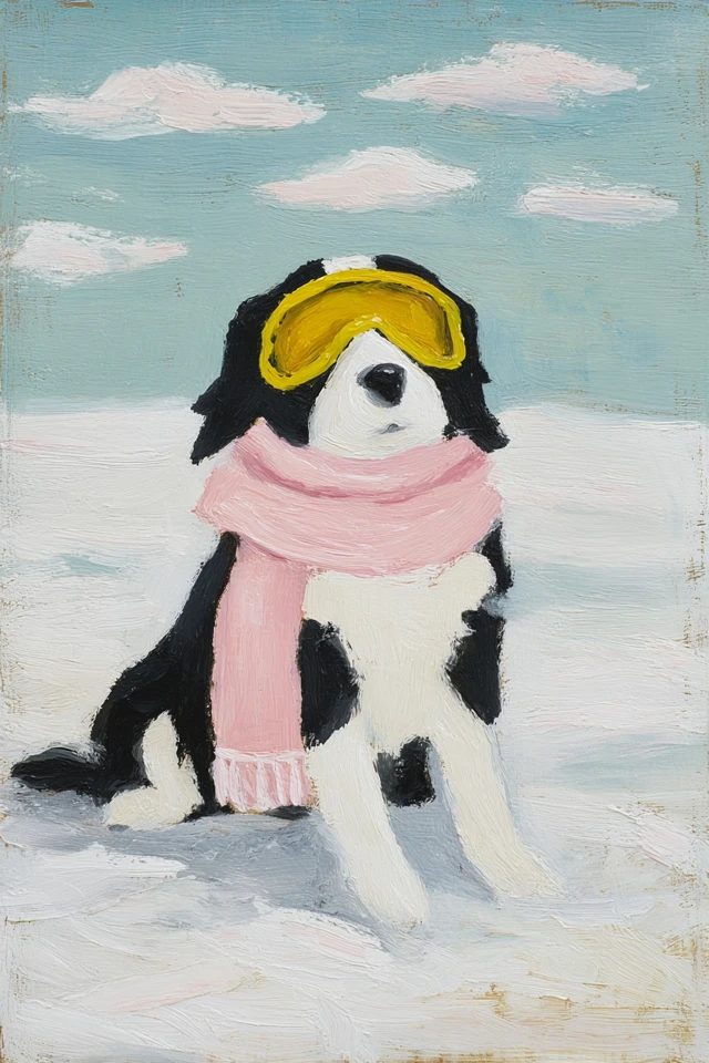 Dog with Goggles and Scarf Childrens Book Illustration