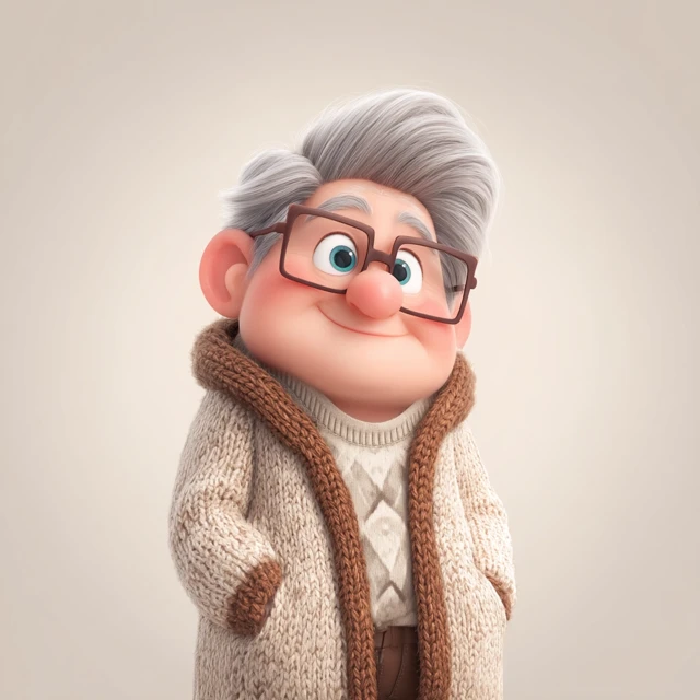 Charming Granny Pixar Cartoon Illustration