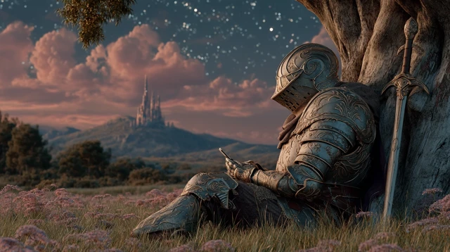 Medieval Knight in Dark Fantasy World
