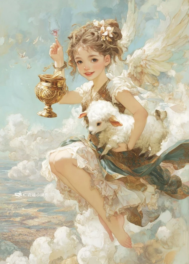 Hebe Greek Goddess With Lamb Artwork