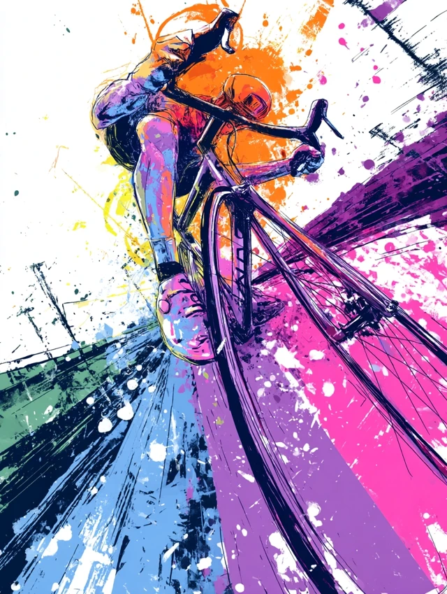 Extreme Cyclist Illustration - Abstract and Colorful