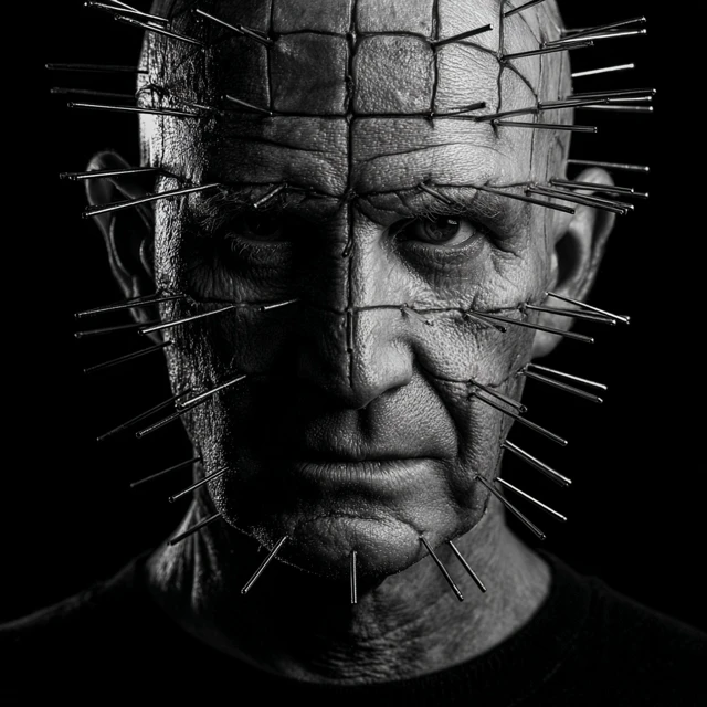 Pinhead Portrait Hellraiser Black and White