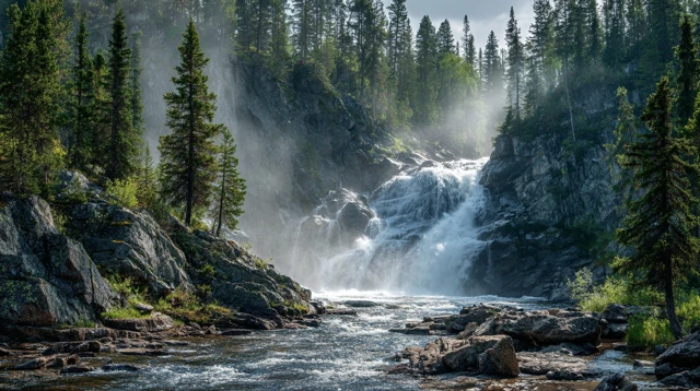 Waterfall in Forest Nature Photography