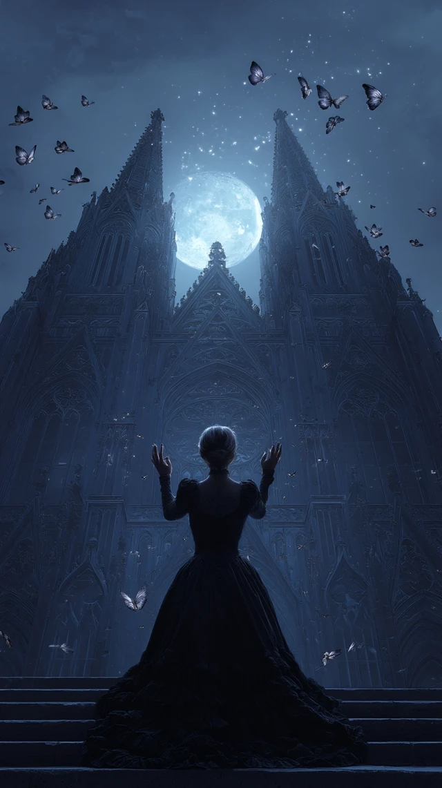 Gothic Cathedral Moonlight and Awakening