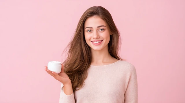Handcrafted Skincare Product Showcase with Young Model