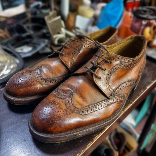 Vintage Brogue Shoes Antique Patina