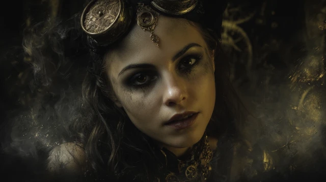 Steampunk Goth Beauty Black Gold Artwork