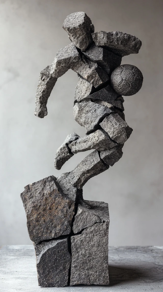 Stone Football Sculpture Nordic Minimalist Art