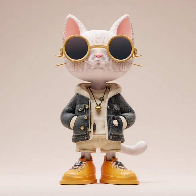 Cool Cat in Trendy Outfit 3D Rendering