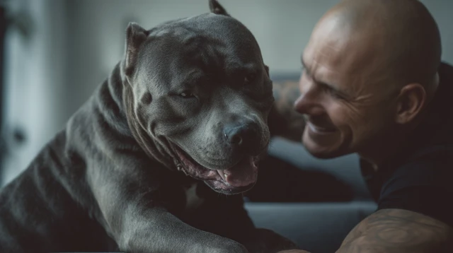 American Bully and Man Friendship Photograph