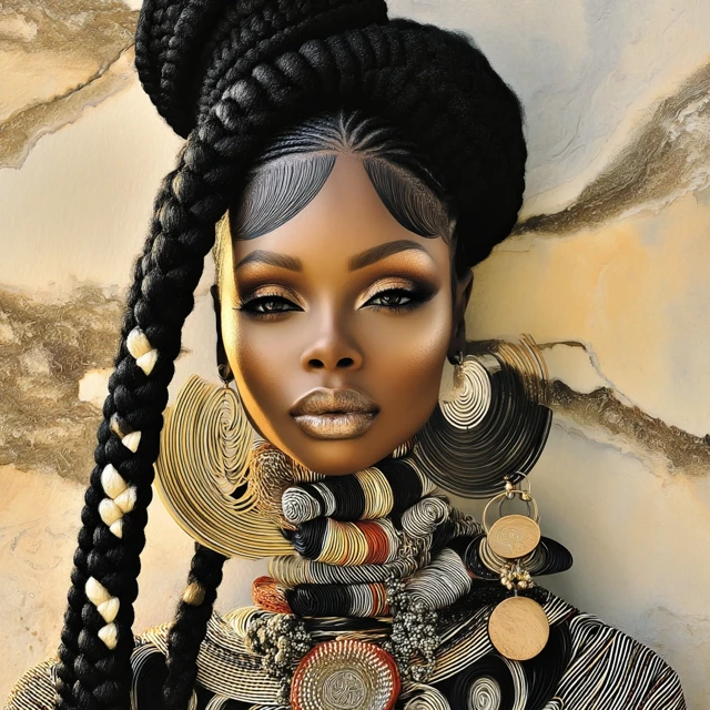 Beautiful African American Woman Gold Jewelry Portrait