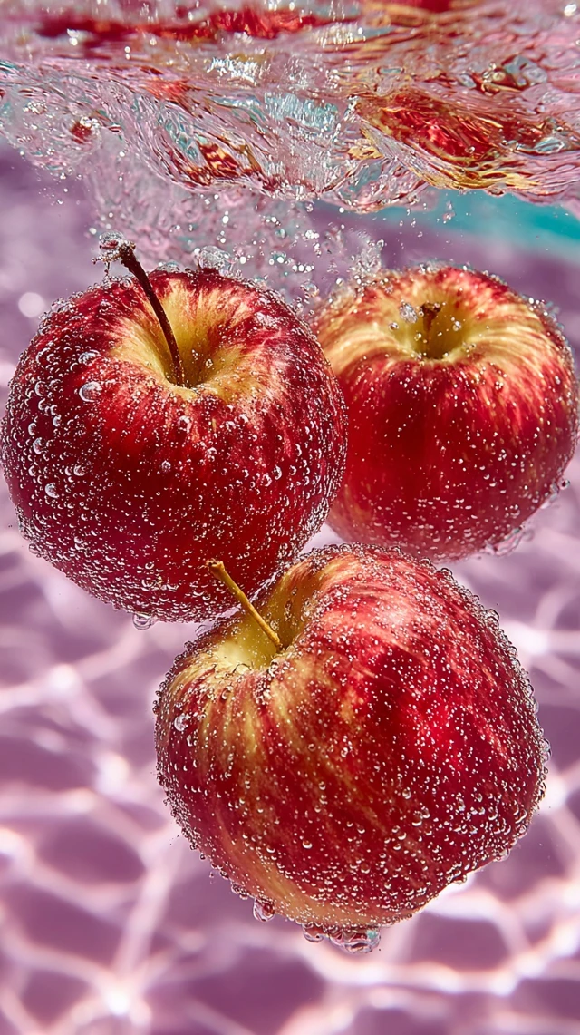 Apples Underwater Photography Vibrant Colors
