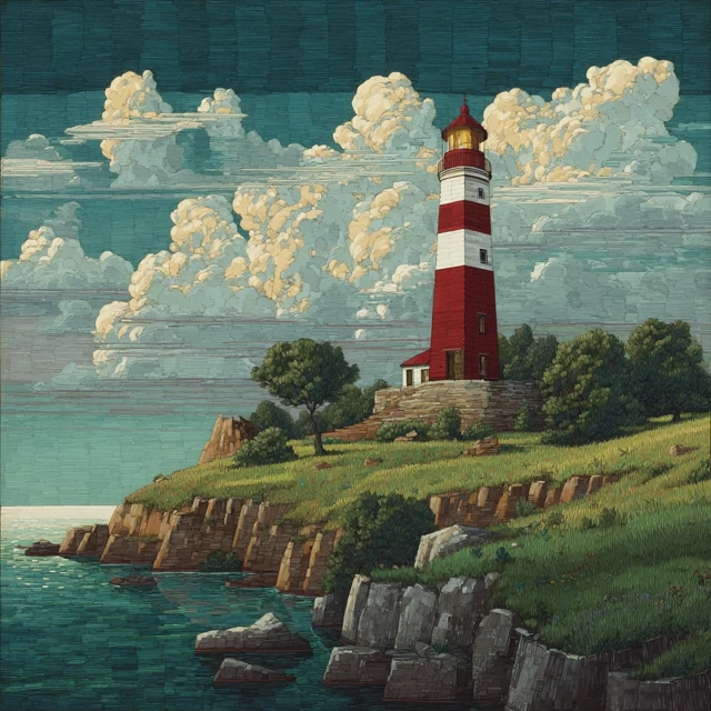 Lighthouse on the Coast Beautiful Landscape Artwork