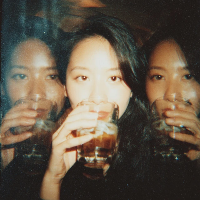 Film Photo Japanese Woman Multiple Exposure Iced Coffee