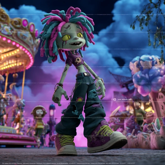 Zombie Child Amusement Park 3D Art