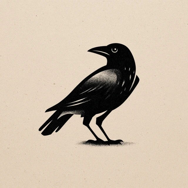 Minimalist Raven Icon Illustration