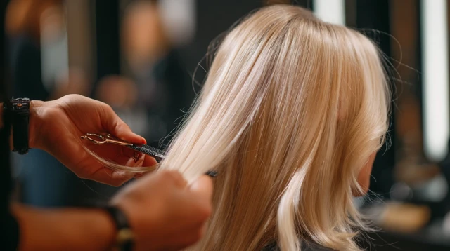 Haircut Blonde Woman Salon Professional Hairdresser