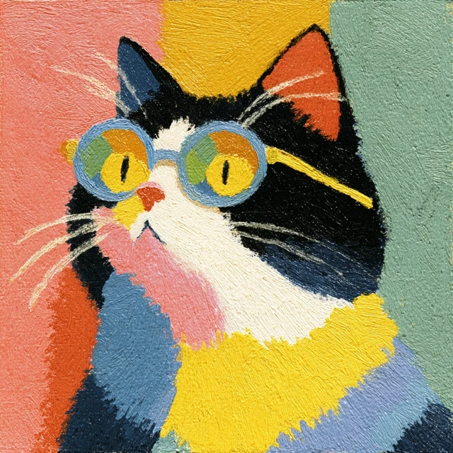 Cool Cat Portrait with Sunglasses Abstract Art