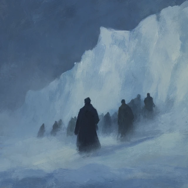 Frozen Men on a Glacier 19th Century Frostpunk Art