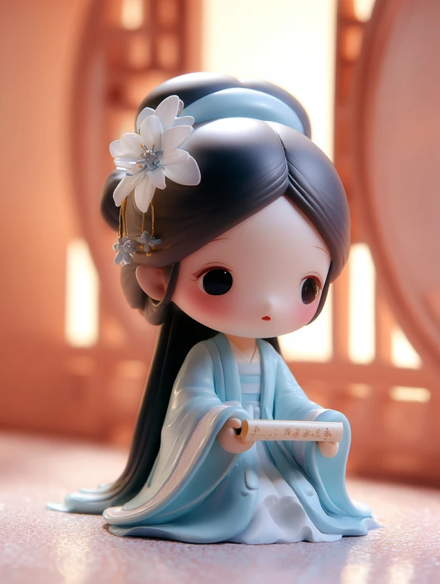POP MART Style Vinyl Toy Qibi in Hanfu