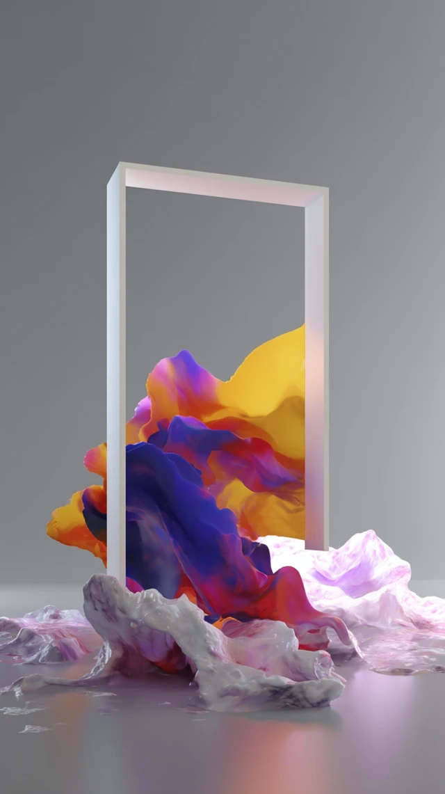 Abstract 3D Wave Art in White Frame