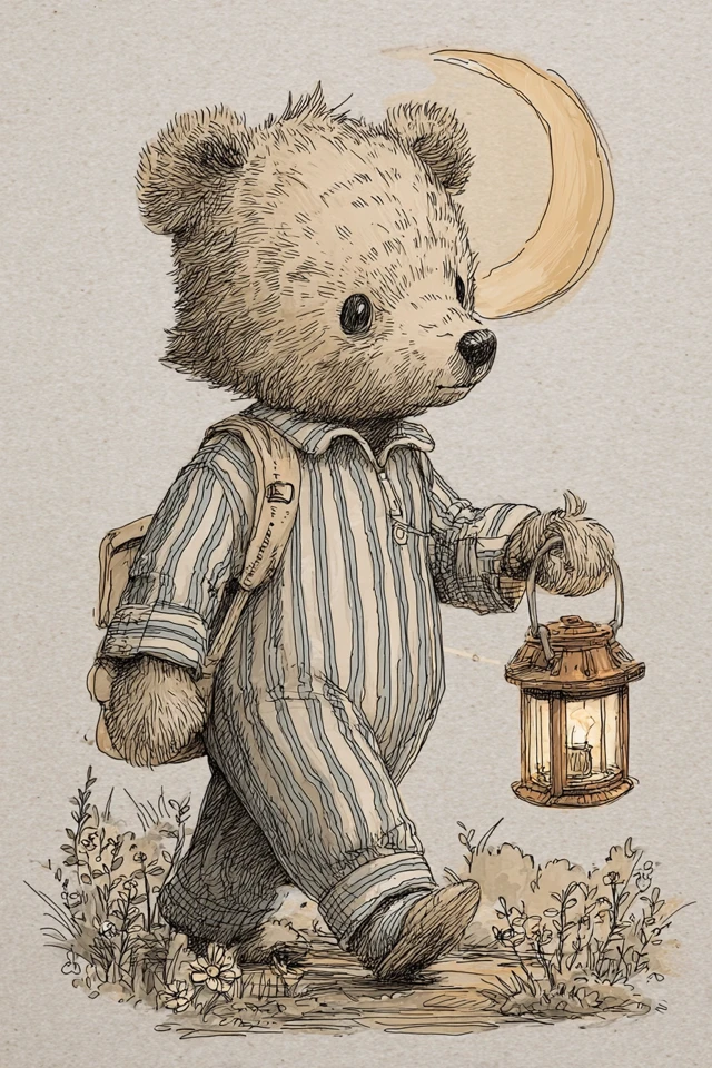 Teddy Bear in Pajamas Illustration