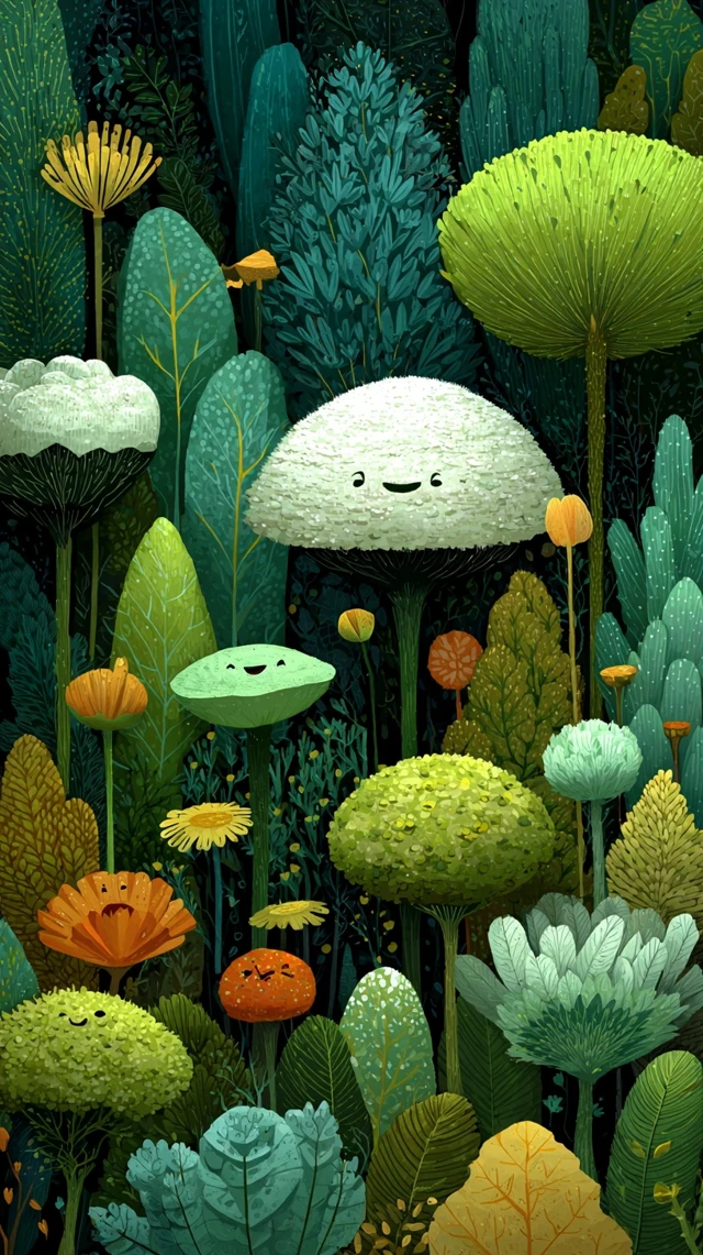 Whimsical Cartoon Plants Illustration