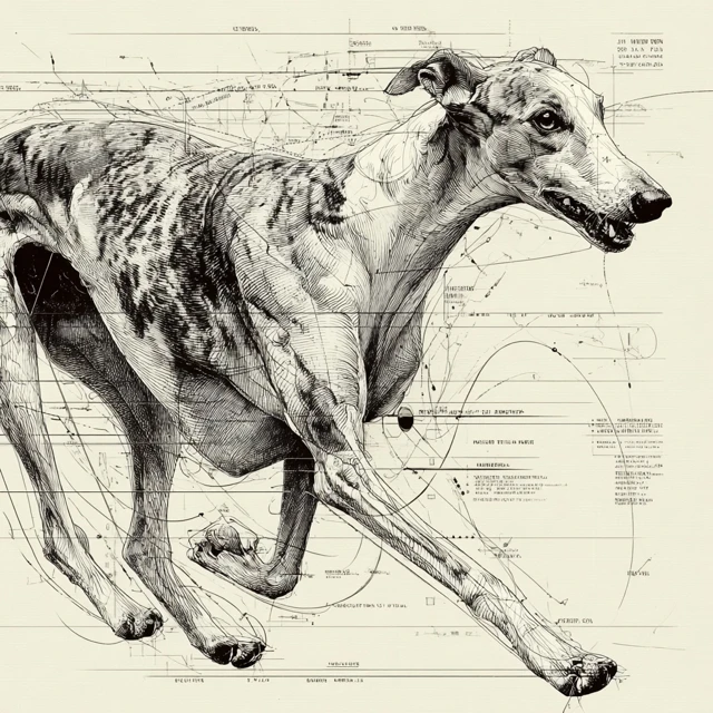Running Greyhound Illustration Black Lines