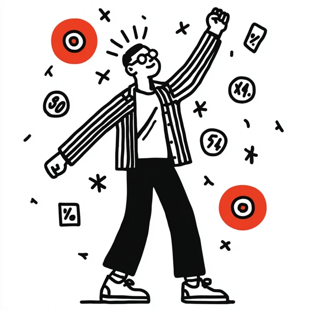 Happy Man Celebrating Achievement Illustration