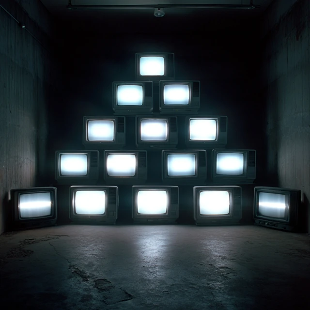 Glowing TV Screens Retro SciFi Scene