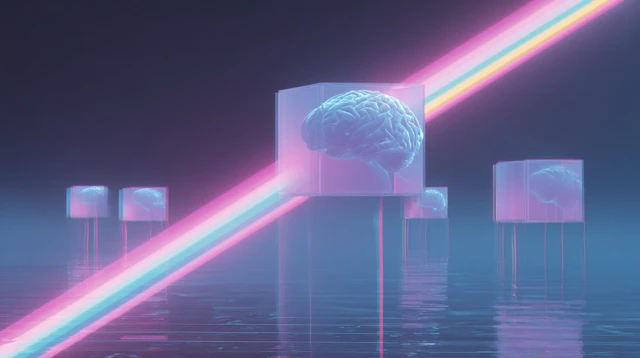 Vaporwave Brains and Blockchain Cubes Futuristic