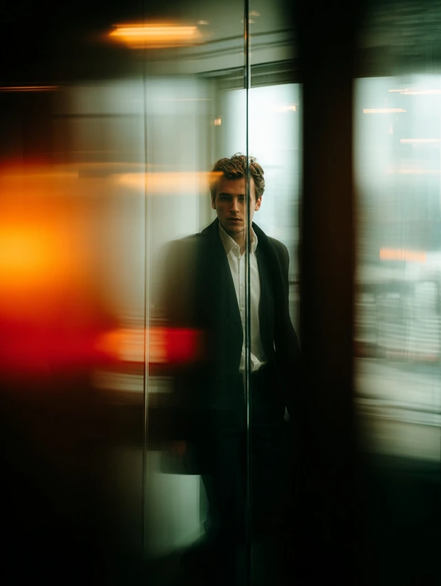 Handsome Man Entering Office Building