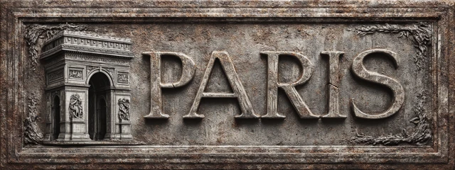 Vintage Paris Metal Sign Arc de Triomphe 3D Relief