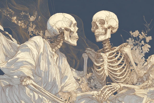 Skeleton Art Illustration of Life and Death