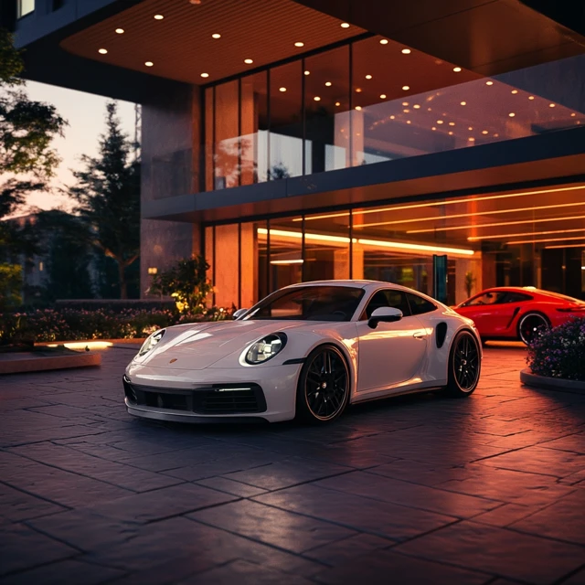 Luxury Porsche 911 with Modern Architecture