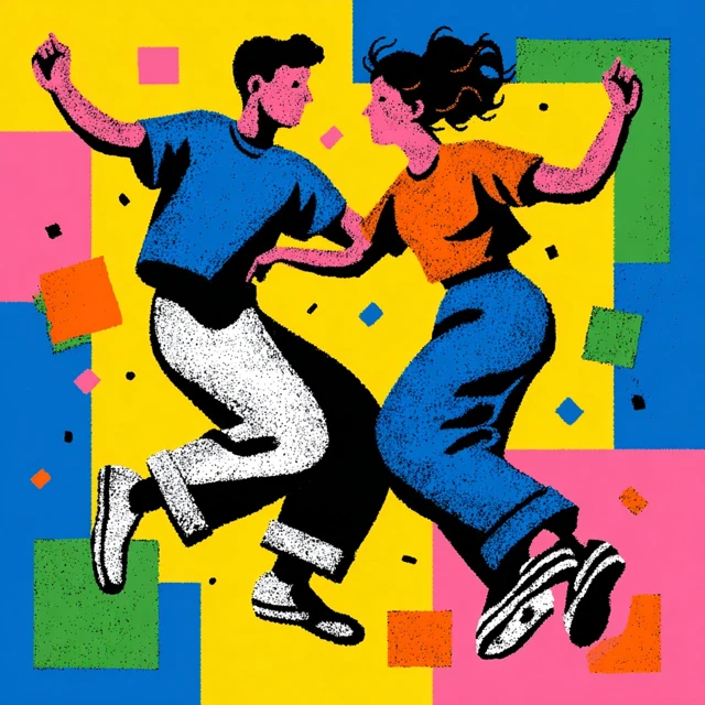 Joyful Dancing Couple Pop Art Illustration