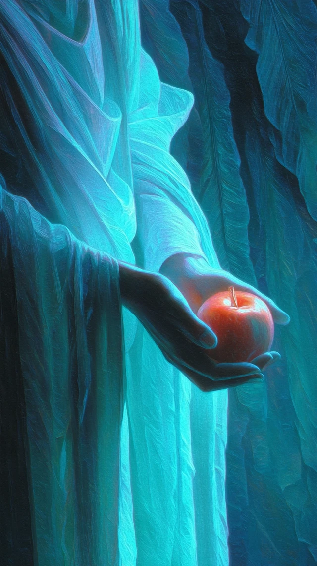 Angel with Apple Temptation Surreal Glow