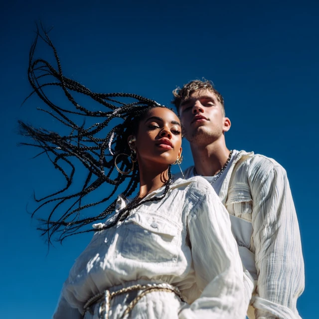 Trendy Gen Z Couple Fashion Portrait