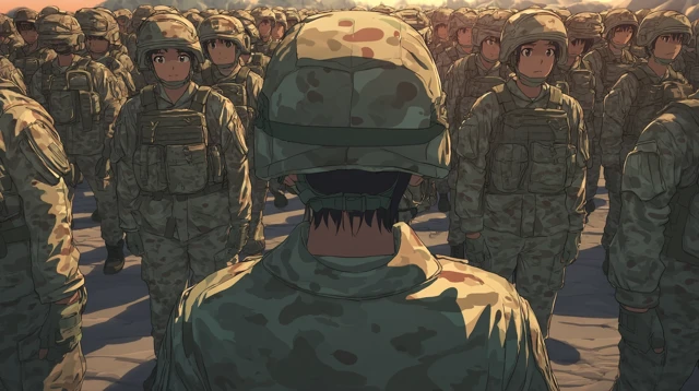 Anime Soldiers in Formation Illustration