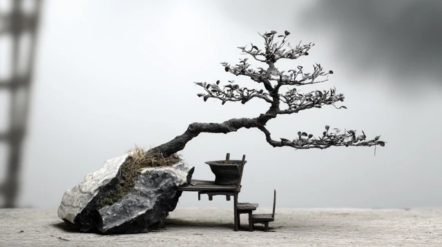 Bonsai Tree Tranquil Nature Art