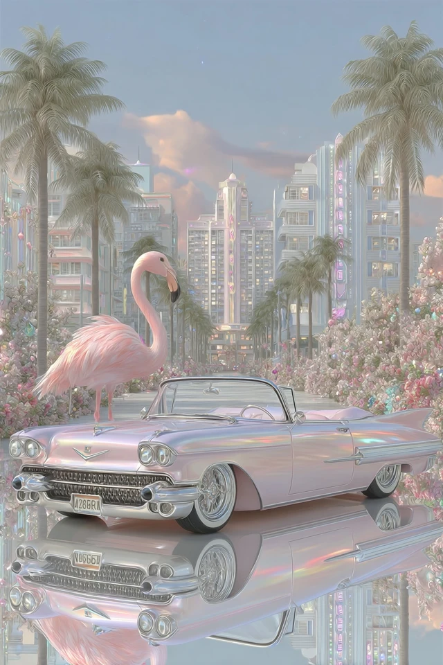 Flamingo in Miami Art Deco Convertible